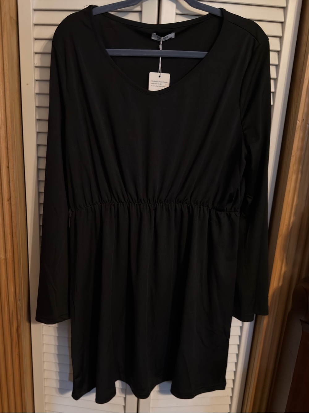 MEASEOR Black Long-Sleeve Waist-Defined Women’s Dress